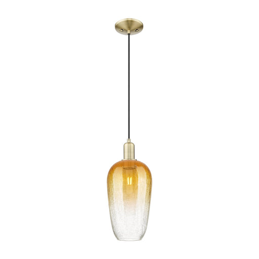 Innovations Brookhaven Flute 7in 1-Light Mini Pendant | Industrial Antique Brass and Amber Glass | Kitchen Island & Dining Room | Model 716-1P-AB-G484-7AM