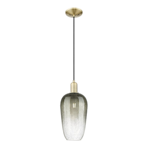 Innovations Brookhaven Flute 7in 1-Light Mini Pendant | Industrial Antique Brass Steel and Slate Glass | Kitchen Island & | Model 716-1P-AB-G484-7SL