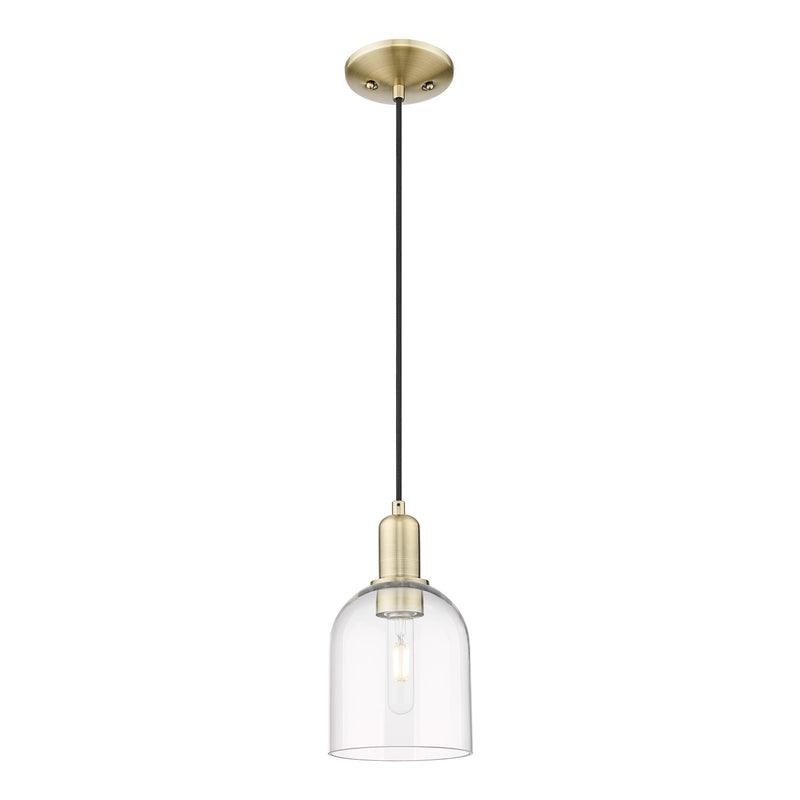 Innovations Bella 6in 1-Light Mini Pendant | Industrial Antique Brass Steel and Clear Glass | Kitchen Island & Dining Room | Model 716-1P-AB-G558-6CL