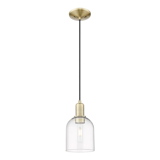 Innovations Bella 6in 1-Light Mini Pendant | Industrial Antique Brass Steel and Clear Glass | Kitchen Island & Dining Room | Model 716-1P-AB-G558-6CL