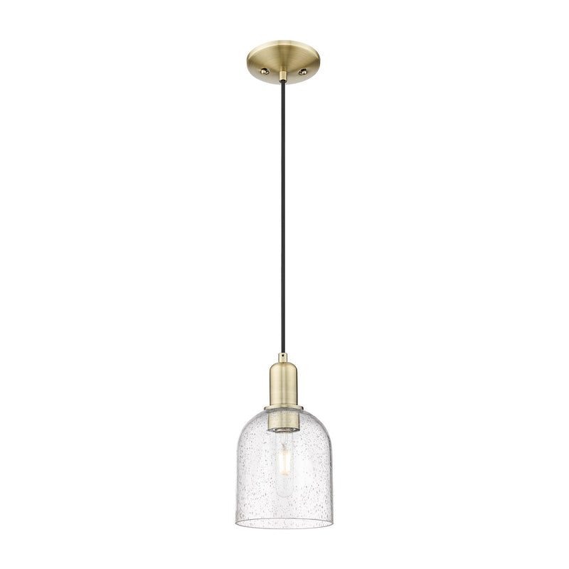 Innovations Bella 6in 1-Light Mini Pendant | Industrial Antique Brass Steel and Seedy Glass | Kitchen Island & Dining Room | Model 716-1P-AB-G558-6SDY