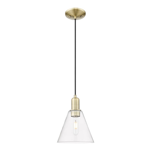 Innovations Berkshire Glass 8in 1-Light Mini Pendant | Industrial Antique Brass and Clear Glass | Kitchen Island & Dining Room | Model 716-1P-AB-GBC-82