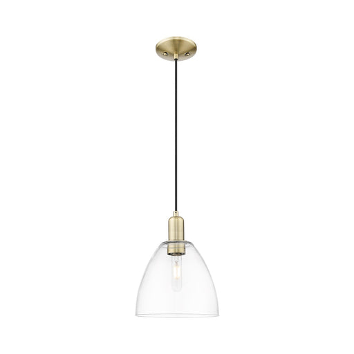 Innovations Bristol 9in 1-Light Mini Pendant | Industrial Antique Brass and Clear Glass | Kitchen Island & Dining Room | 9 x 9 x | Model 716-1P-AB-GBD-92
