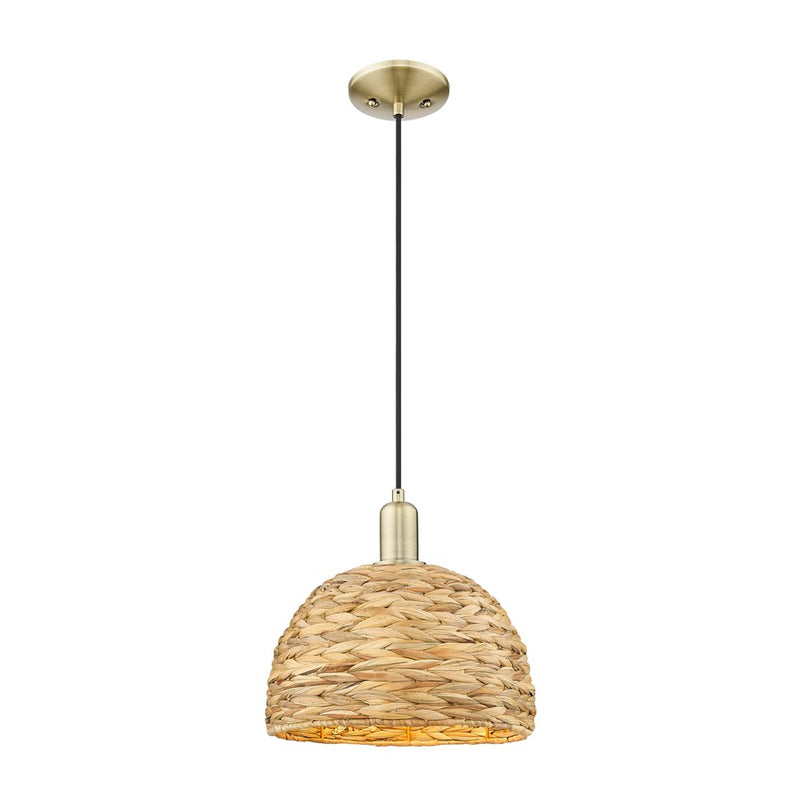Innovations NB Dome 1Lt 12" Cord Mini Pendant, AB/NF - 716-1P-AB-NBD-12-NAT
