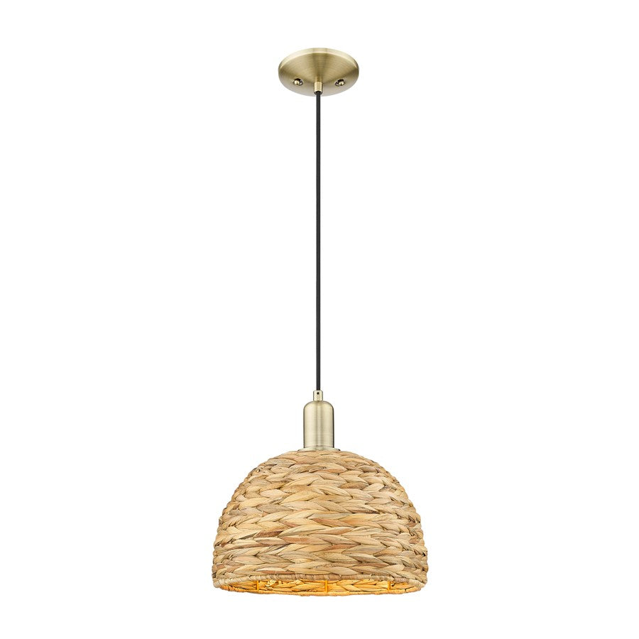 Innovations NB Dome 1Lt 12" Cord Mini Pendant, AB/NF - 716-1P-AB-NBD-12-NAT