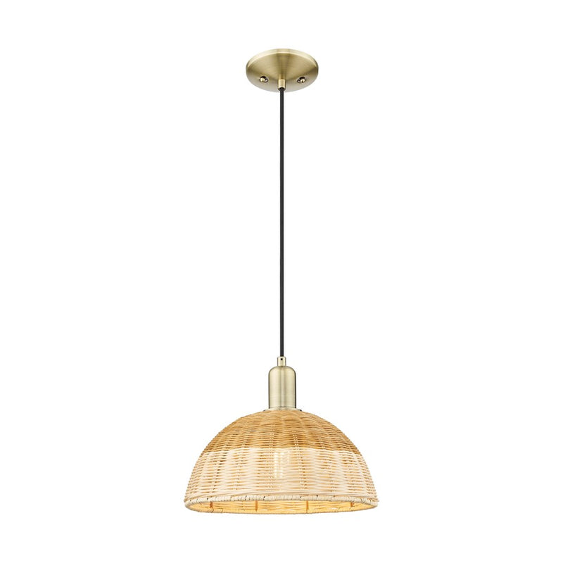 Innovations NB Dome Cord Mini Pendant, 12" Shade, AB/NT - 716-1P-AB-NBD2-12-NAT