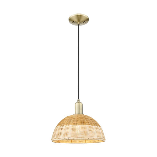 Innovations NB Dome Cord Mini Pendant, 12" Shade, AB/NT - 716-1P-AB-NBD2-12-NAT