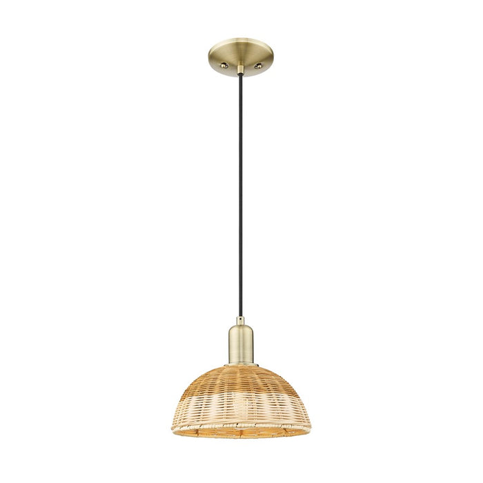 Innovations NB Dome 1Lt 9" Cord Mini Pendant, AB/Nat - 716-1P-AB-NBD2-9-NAT