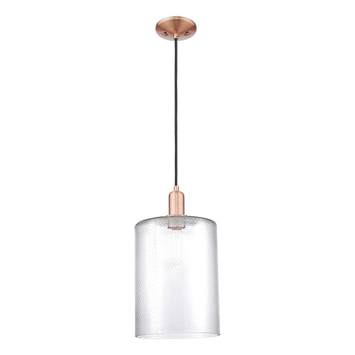 Innovations Cobbleskill 9in 1-Light Mini Pendant | Industrial Antique Copper Steel and Clear Glass | Kitchen Island & Dining Room | Model 716-1P-AC-G112-L