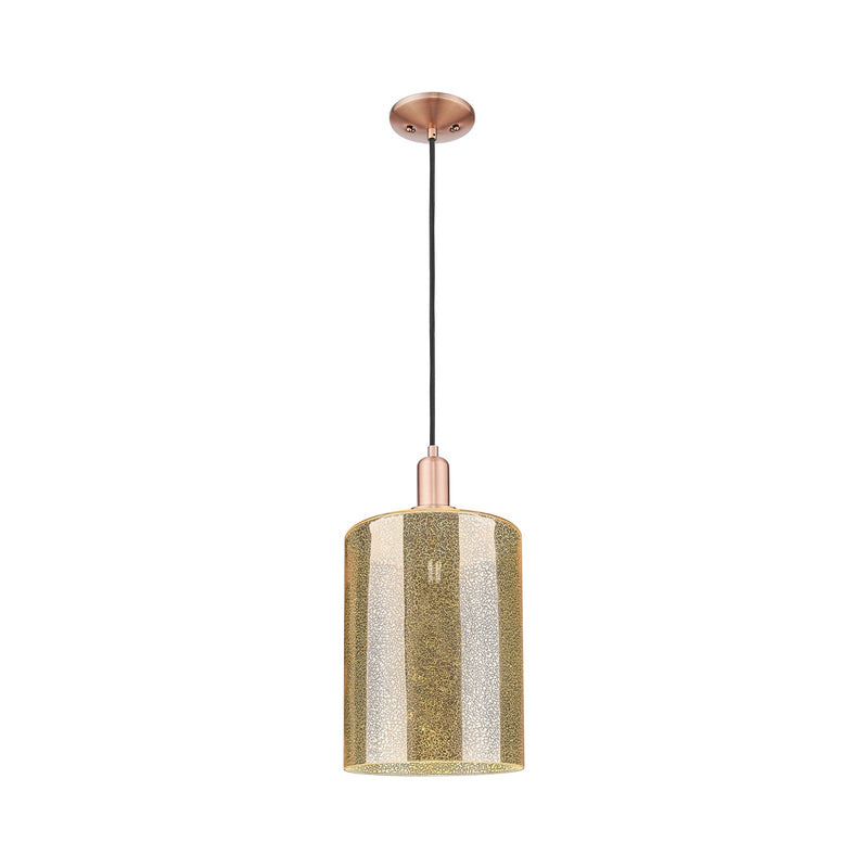 Innovations Cobbleskill 9in 1-Light Mini Pendant | Industrial Antique Copper Steel and Mercury Glass | Kitchen Island & Dining | Model 716-1P-AC-G116-L