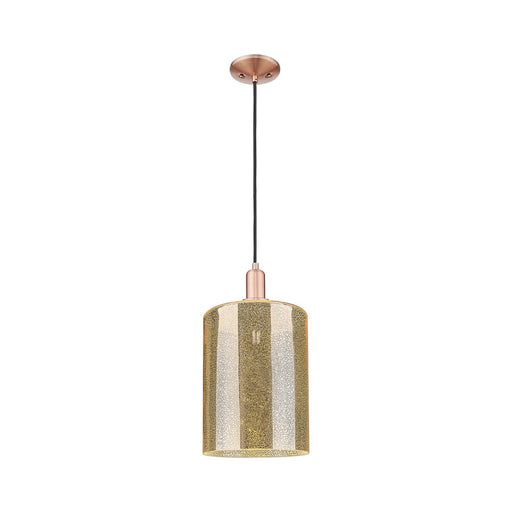 Innovations Cobbleskill 9in 1-Light Mini Pendant | Industrial Antique Copper Steel and Mercury Glass | Kitchen Island & Dining | Model 716-1P-AC-G116-L