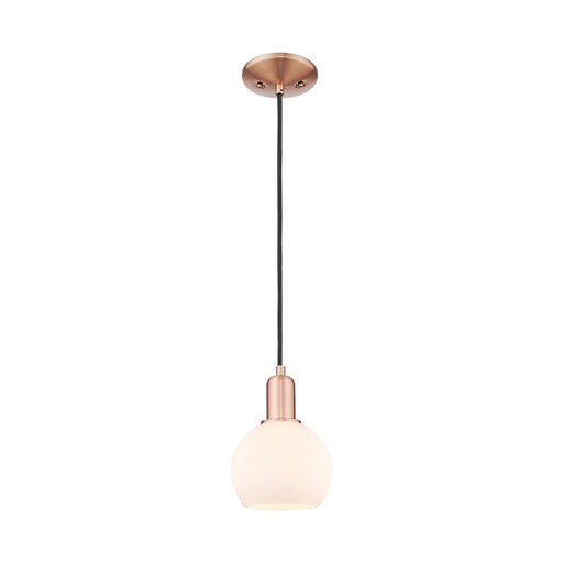 Innovations Athens 6in 1-Light Mini Pendant | Industrial Antique Copper Steel and Matte White Glass | Kitchen Island & Dining | Model 716-1P-AC-G121-6