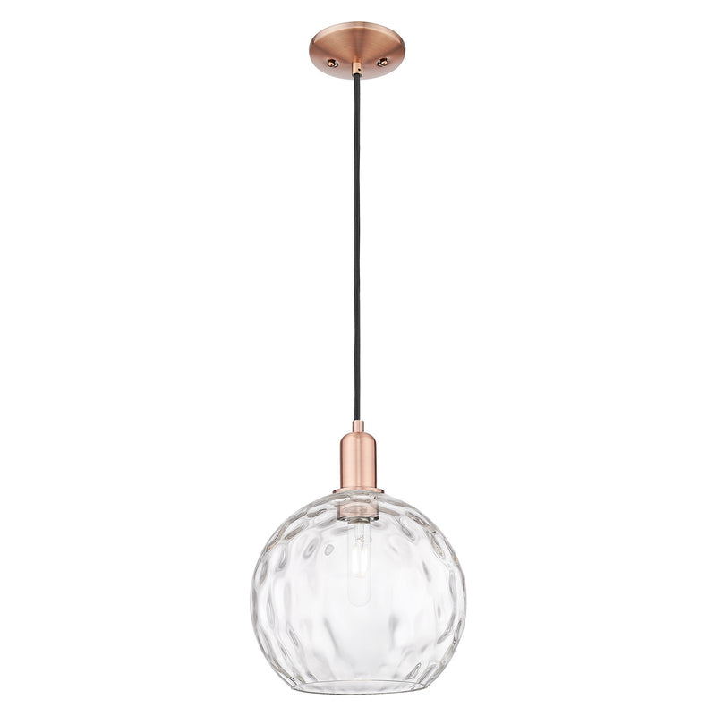 Innovations Athens Water Glass 10in 1-Light Mini Pendant | Industrial Antique Copper and Clear Glass | Kitchen Island & Dining | Model 716-1P-AC-G1215-10