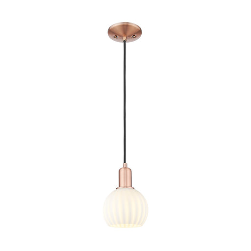 Innovations Lighting White Venetian 6in 1-Light Mini Pendant | Industrial Antique Copper and White Venetian Glass | Kitchen | Model 716-1P-AC-G1217-6WV