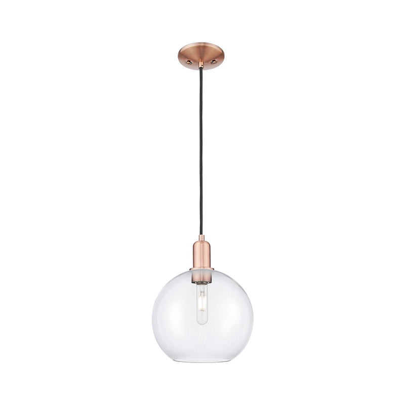 Innovations Athens 10in 1-Light Mini Pendant | Industrial Antique Copper Steel and Clear Glass | Kitchen Island & Dining Room | Model 716-1P-AC-G122-10