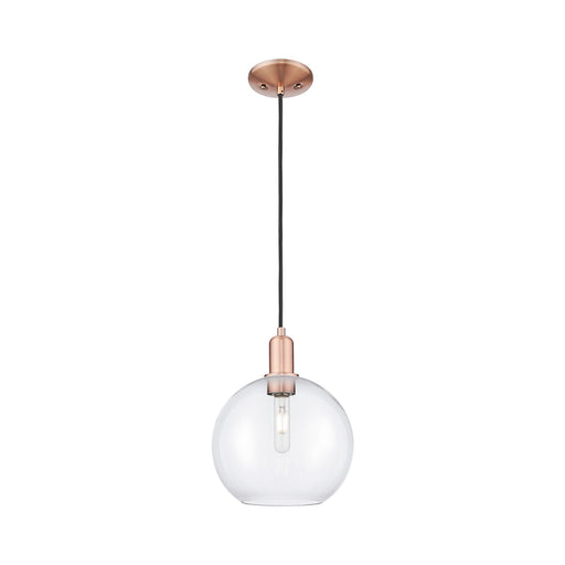 Innovations Athens 10in 1-Light Mini Pendant | Industrial Antique Copper Steel and Clear Glass | Kitchen Island & Dining Room | Model 716-1P-AC-G122-10