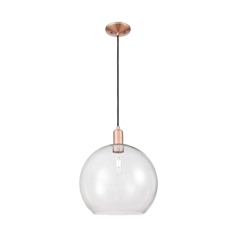 Innovations Athens 14in 1-Light Mini Pendant | Industrial Antique Copper Steel and Clear Glass | Kitchen Island & Dining Room | Model 716-1P-AC-G122-14