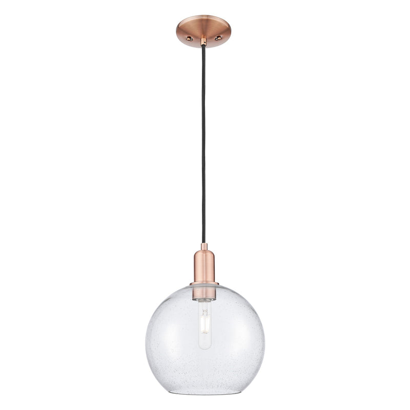 Innovations Athens 10in 1-Light Mini Pendant | Industrial Antique Copper Steel and Seedy Glass | Kitchen Island & Dining Room | Model 716-1P-AC-G124-10