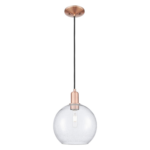 Innovations Athens 10in 1-Light Mini Pendant | Industrial Antique Copper Steel and Seedy Glass | Kitchen Island & Dining Room | Model 716-1P-AC-G124-10