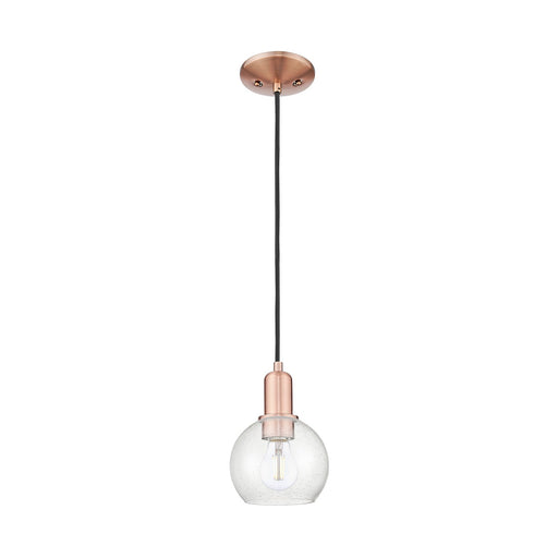 Innovations Athens 6in 1-Light Mini Pendant | Industrial Antique Copper Steel and Seedy Glass | Kitchen Island & Dining Room | Model 716-1P-AC-G124-6