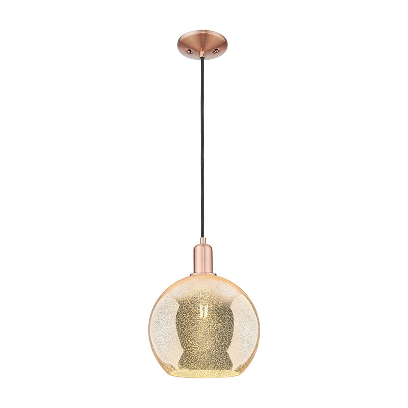 Innovations Athens 10in 1-Light Mini Pendant | Industrial Antique Copper Steel and Mercury Glass | Kitchen Island & Dining Room | Model 716-1P-AC-G128-10