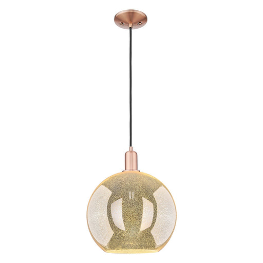 Innovations Athens 12in 1-Light Mini Pendant | Industrial Antique Copper Steel and Mercury Glass | Kitchen Island & Dining Room | Model 716-1P-AC-G128-12