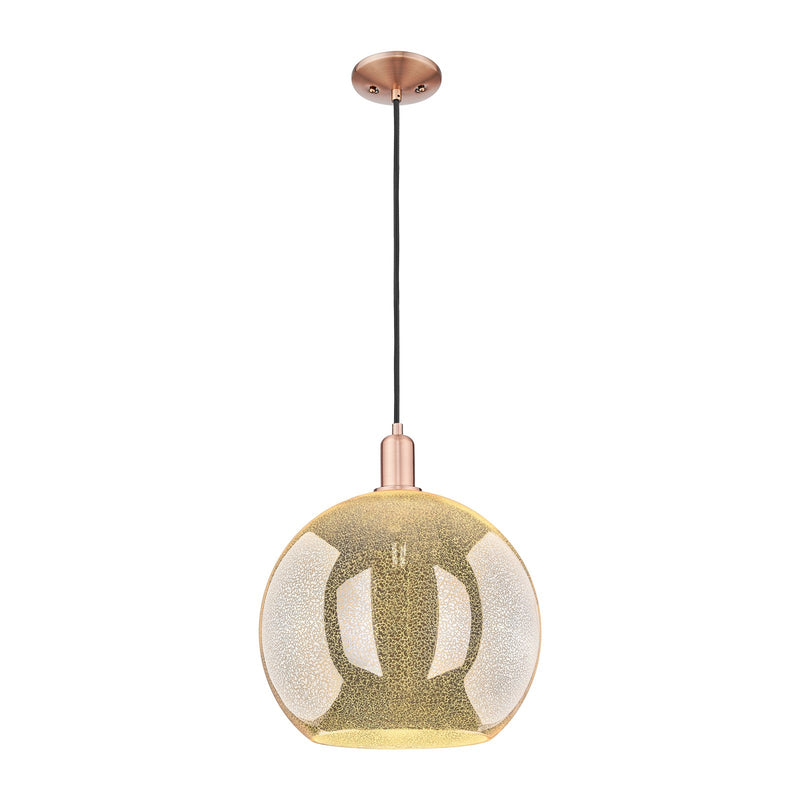 Innovations Athens 14in 1-Light Mini Pendant | Industrial Antique Copper and Mercury Glass | Kitchen Island & Dining Room | Model 716-1P-AC-G128-14