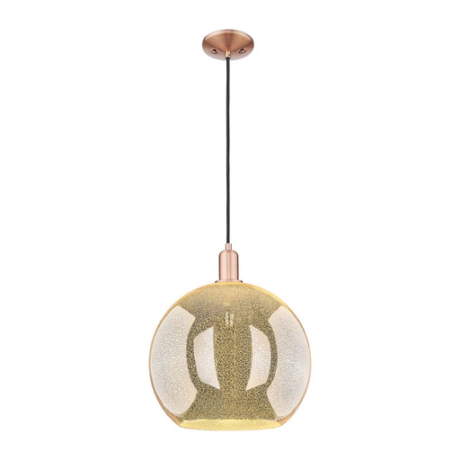 Innovations Athens 14in 1-Light Mini Pendant | Industrial Antique Copper and Mercury Glass | Kitchen Island & Dining Room | Model 716-1P-AC-G128-14