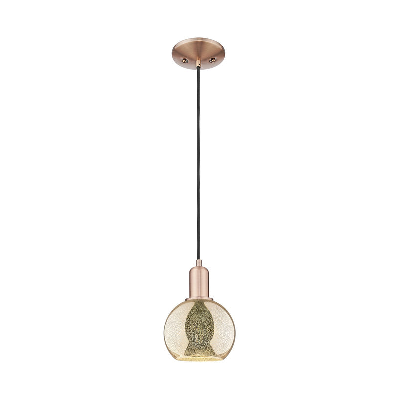 Innovations Athens 6in 1-Light Mini Pendant | Industrial Antique Copper Steel and Mercury Glass | Kitchen Island & Dining Room | Model 716-1P-AC-G128-6