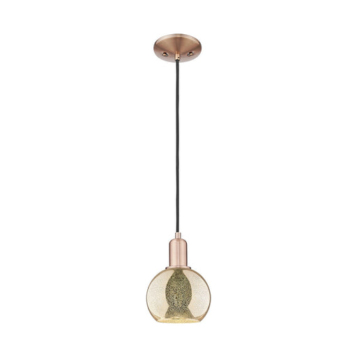 Innovations Athens 6in 1-Light Mini Pendant | Industrial Antique Copper Steel and Mercury Glass | Kitchen Island & Dining Room | Model 716-1P-AC-G128-6
