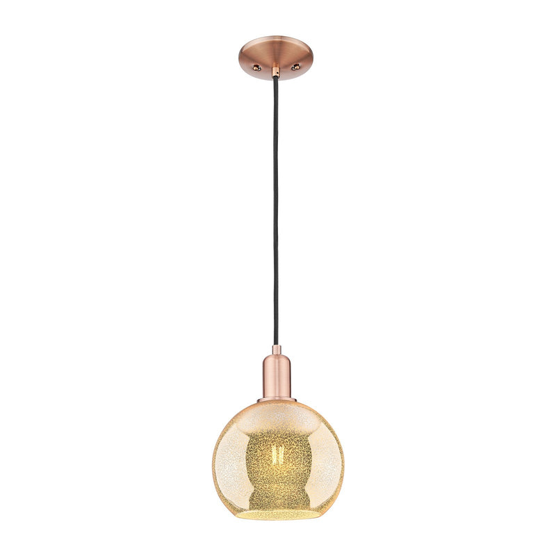 Innovations Athens 8in 1-Light Mini Pendant | Industrial Antique Copper and Mercury Glass | Kitchen Island & Dining Room | 8 x 8 | Model 716-1P-AC-G128-8