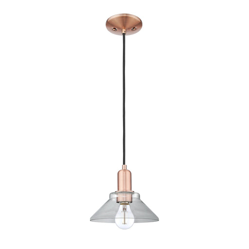 Innovations Orwell 8in 1-Light Mini Pendant | Industrial Antique Copper Steel and Clear Glass | Kitchen Island & Dining Room | 8.38 | Model 716-1P-AC-G132
