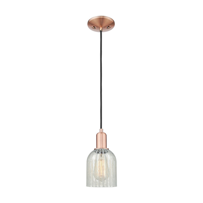 Innovations Caledonia 5in 1-Light Mini Pendant | Industrial Antique Copper and Mouchette Glass | Kitchen Island & Dining Room | 5 | Model 716-1P-AC-G2511