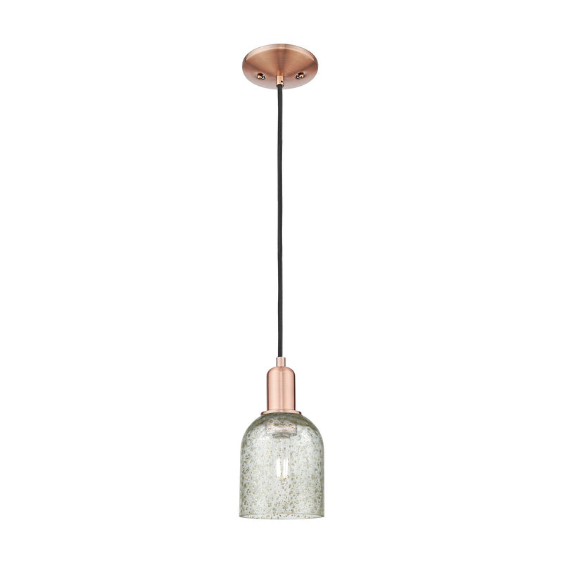 Innovations Caledonia 5in 1-Light Mini Pendant | Industrial Antique Copper Steel and Mica Glass | Kitchen Island & Dining Room | 5 | Model 716-1P-AC-G259