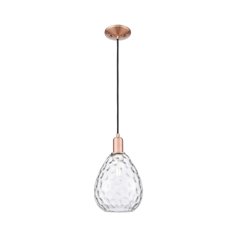 Innovations Waverly 8in 1-Light Mini Pendant | Industrial Antique Copper Steel and Clear Glass | Kitchen Island & Dining Room | 8 x | Model 716-1P-AC-G372