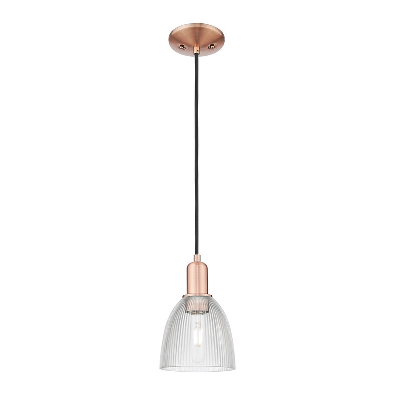 Innovations Castile 6in 1-Light Mini Pendant | Industrial Antique Copper Steel and Clear Glass | Kitchen Island & Dining Room | 6 x | Model 716-1P-AC-G382