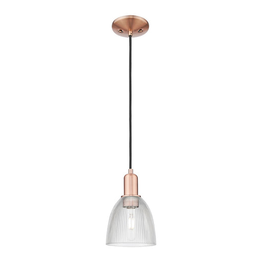 Innovations Castile 6in 1-Light Mini Pendant | Industrial Antique Copper Steel and Clear Glass | Kitchen Island & Dining Room | 6 x | Model 716-1P-AC-G382