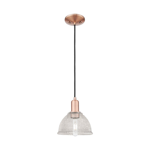 Innovations Arietta 8in 1-Light Mini Pendant | Industrial Antique Copper Steel and Clear Glass | Kitchen Island & Dining Room | 8 x | Model 716-1P-AC-G422