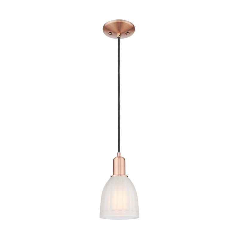 Innovations Brookfield 6in 1-Light Mini Pendant | Industrial Antique Copper and White Frosted Glass | Kitchen Island | 5.75 x 5.75 | Model 716-1P-AC-G441