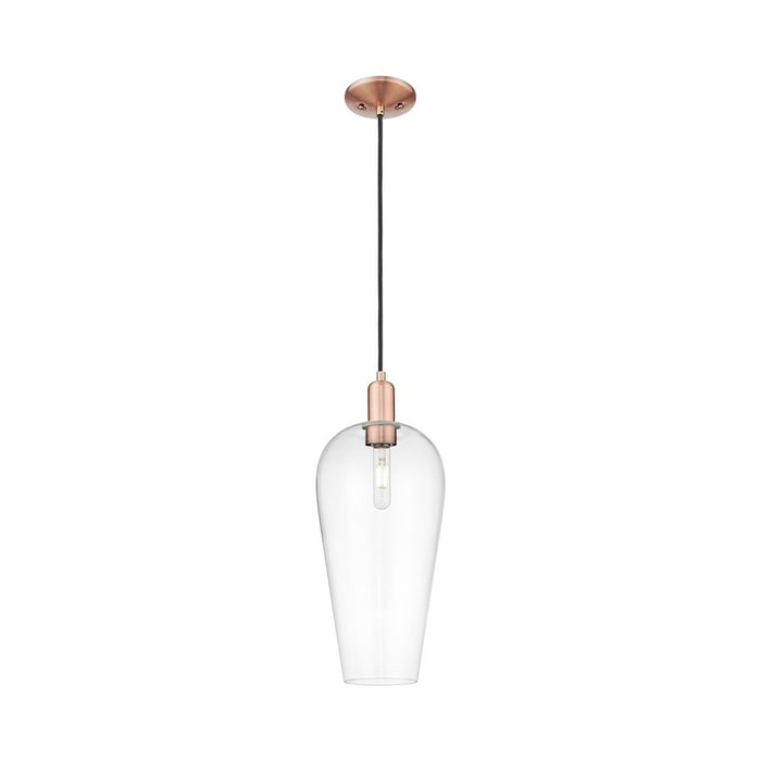 Innovations Chelsea 1Lt 8" Cord Mini Pendant, Copper/Clear - 716-1P-AC-G456-8CL