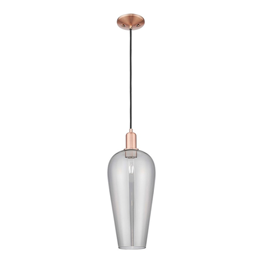 Innovations Chelsea 1Lt 8" Cord Mini Pendant, Copper/Smoke - 716-1P-AC-G456-8SM