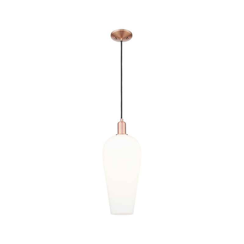 Innovations Chelsea 8in 1-Light Mini Pendant | Industrial Antique Copper and White Glass | Kitchen Island & Dining Room | 8 x 8 | Model 716-1P-AC-G456-8WH