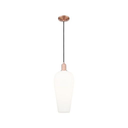 Innovations Chelsea 8in 1-Light Mini Pendant | Industrial Antique Copper and White Glass | Kitchen Island & Dining Room | 8 x 8 | Model 716-1P-AC-G456-8WH