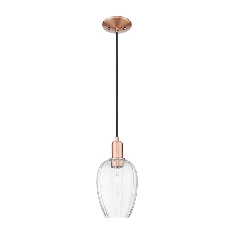 Innovations Preston 1Lt 6" Flute Cord Mini Pendant, CP/CL - 716-1P-AC-G457-6CL