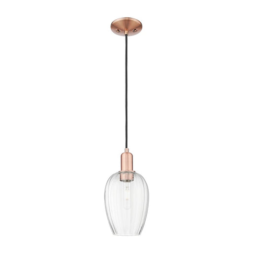 Innovations Preston 1Lt 6" Flute Cord Mini Pendant, CP/CL - 716-1P-AC-G457-6CL