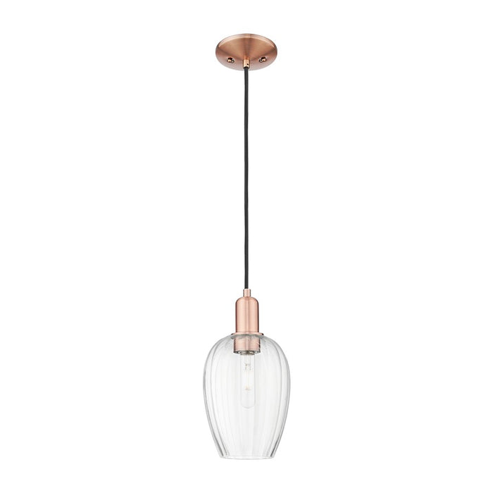 Innovations Preston 1Lt 6" Flute Cord Mini Pendant, CP/CL - 716-1P-AC-G457-6CL