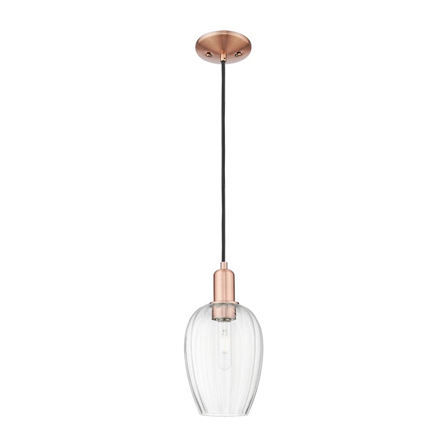 Innovations Preston 1Lt 6" Flute Cord Mini Pendant, CP/CL - 716-1P-AC-G457-6CL