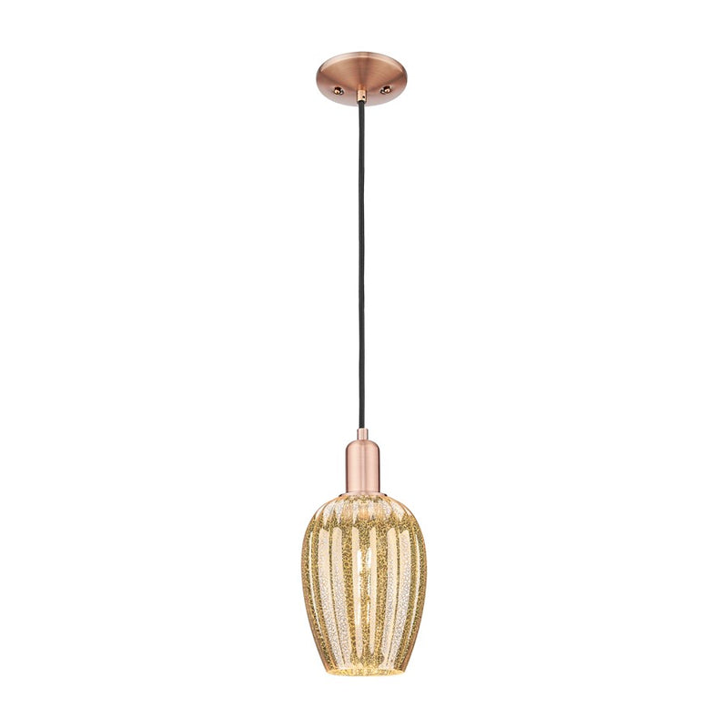 Innovations Preston 1Lt 6" Flute Cord Mini Pendant, CP/MC - 716-1P-AC-G457-6ME