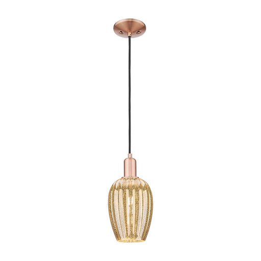 Innovations Preston 1Lt 6" Flute Cord Mini Pendant, CP/MC - 716-1P-AC-G457-6ME