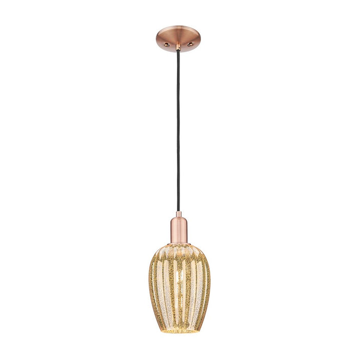 Innovations Preston 1Lt 6" Flute Cord Mini Pendant, CP/MC - 716-1P-AC-G457-6ME